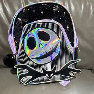 Black & Lavender Jack Skellington Sequin Backpack